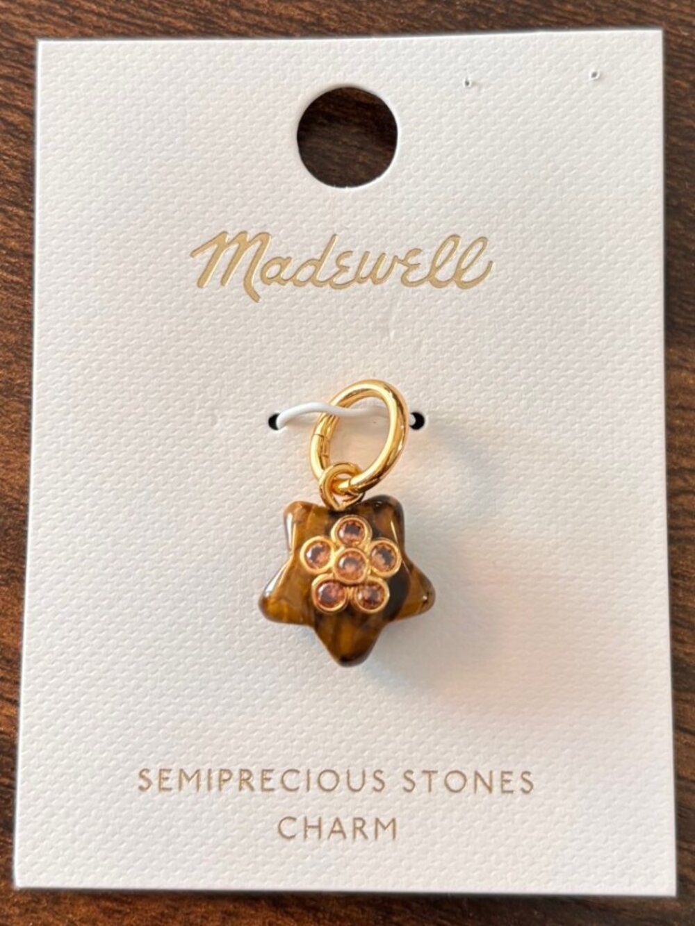 Madewell Semiprecious Tiger’s Eye Star Charm Gold NWT